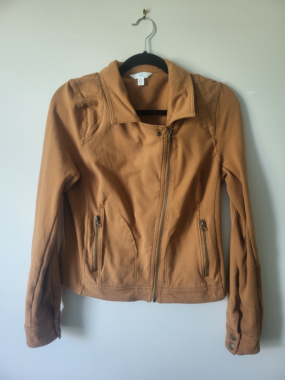 Time And Tru Asymmetrical Zip Women’s Jacket - Camel/tan